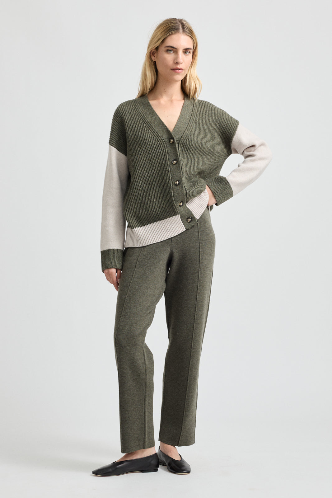 Contrast Trim Merino Wool Cardigan Toorallie Toorallie Australia