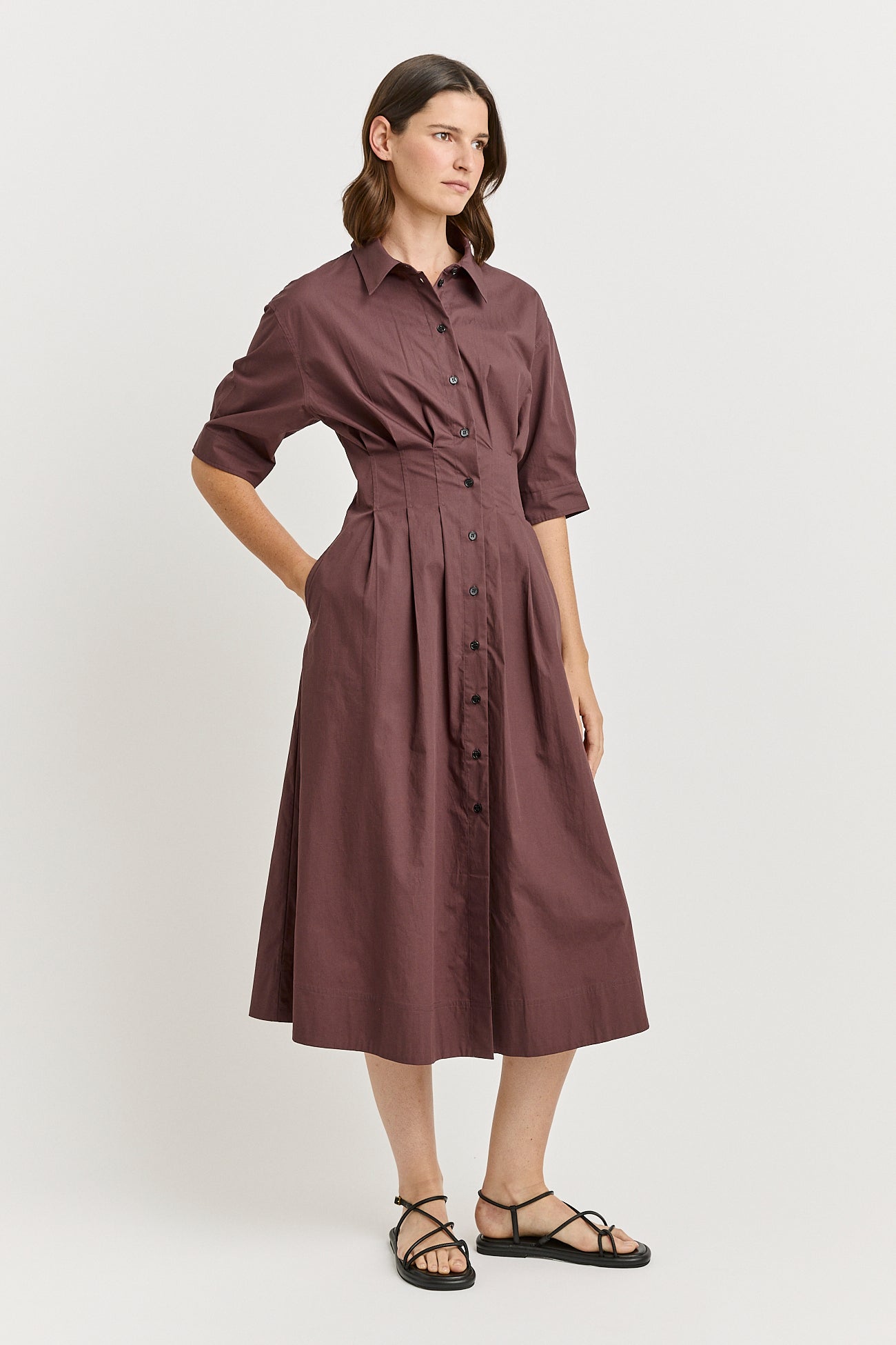 Our model is wearing a size 8. Garment Length for size 8 is 122cm. Add 1cm for each size.